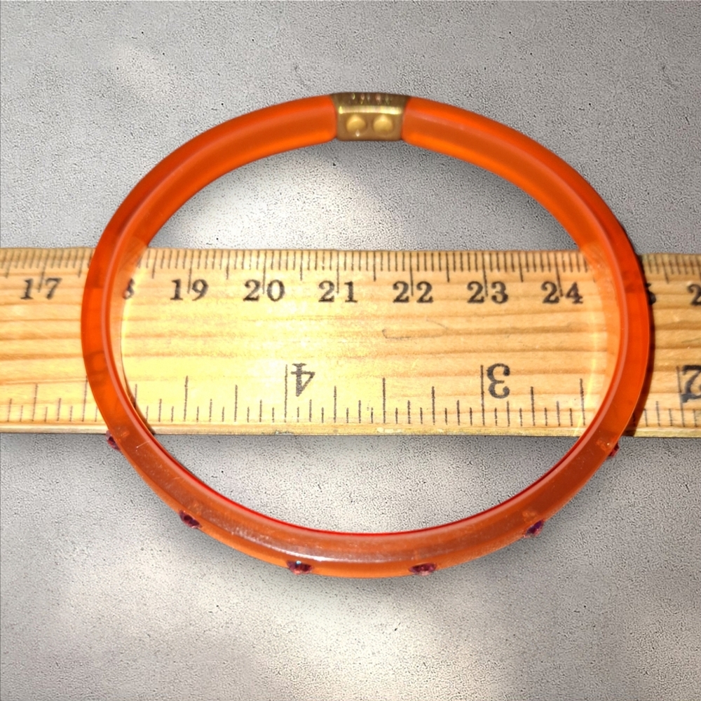 J Crew Lucite & Rhinestone Designer Bangle Stackable Bracelet - Picture 4 of 9